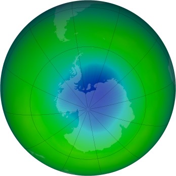 October 2002 monthly mean Antarctic ozone